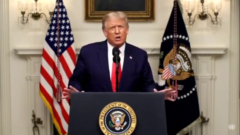 الرئيس الأمريكي خلال كلمته زعماء العالم واجتماعات الجمعية العامة للأمم المتحدة