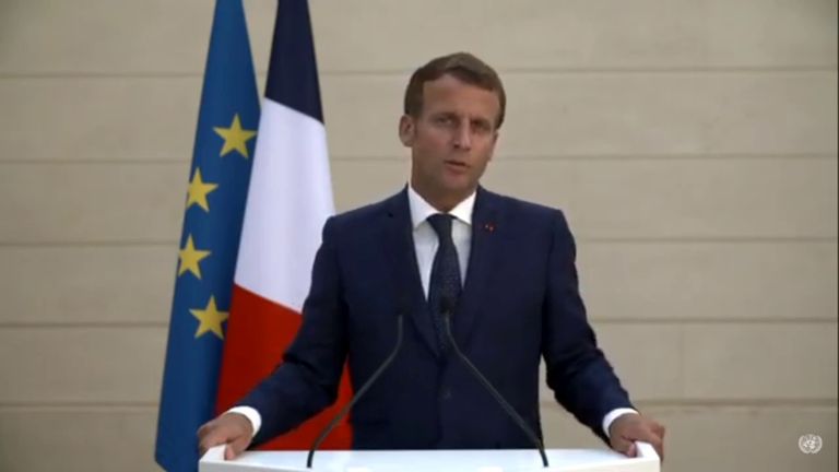الرئيس الفرنسي خلال كلمته زعماء العالم واجتماعات الجمعية العامة للأمم المتحدة