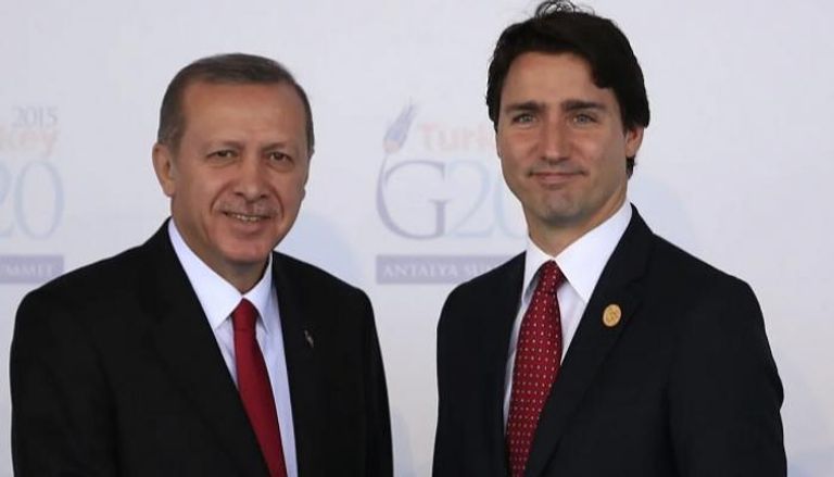 أردوغان وترودو خلال اجتماع مجموعة العشرين في 2015