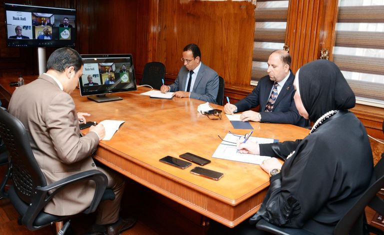 وزيرة التجارة والصناعة المصرية خلال الندوة الافتراضية