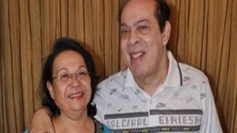 الفنان المصري الراحل، المنتصر بالله، وزوجته