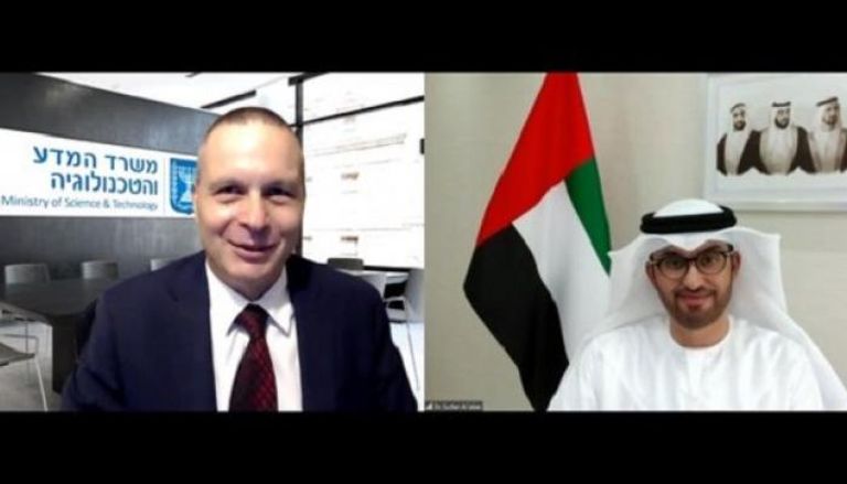 جانب من اجتماع سلطان الجابر مع وزير التكنولوجيا الإسرائيلي