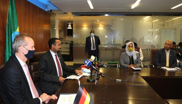 جانب من مراسم توقيع الاتفاق الألماني الإثيوبي 