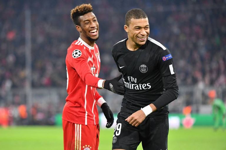 كيليان مبابي نجم باريس سان جيرمان وكينجسلي كومان جناح بايرن ميونيخ