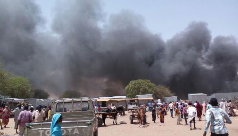 حريق بسوق بلدة قريضة بجنوب دارفور