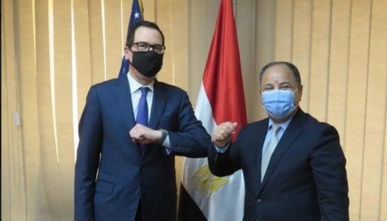  وزير الخزانة الأمريكي خلال اللقاء مع وزير المالية المصري