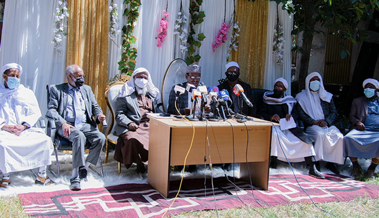 جانب من المؤتمر الصحفي للمجلس الأعلى للشؤون الإسلامية بإثيوبيا 