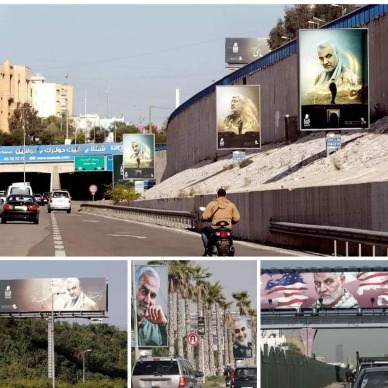 نصب للإرهابي الإيراني قاسم سليماني في لبنان