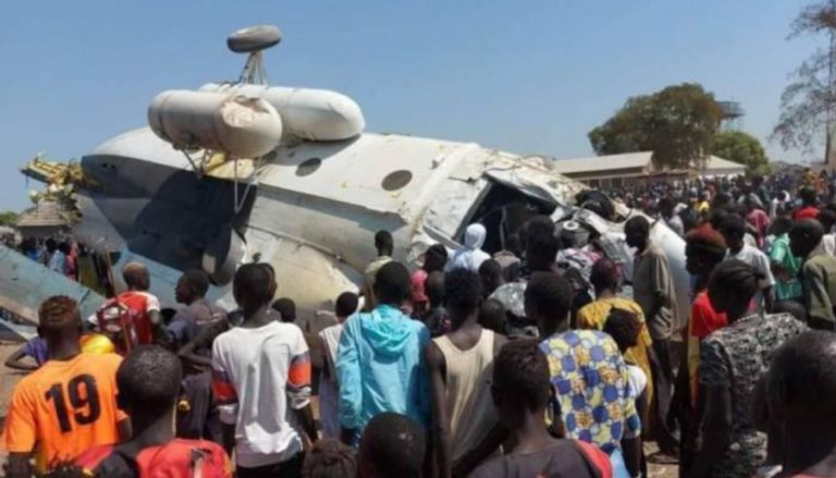 صور  المروحية التي تحطمت بولاية البحيرات بجنوبي السودان