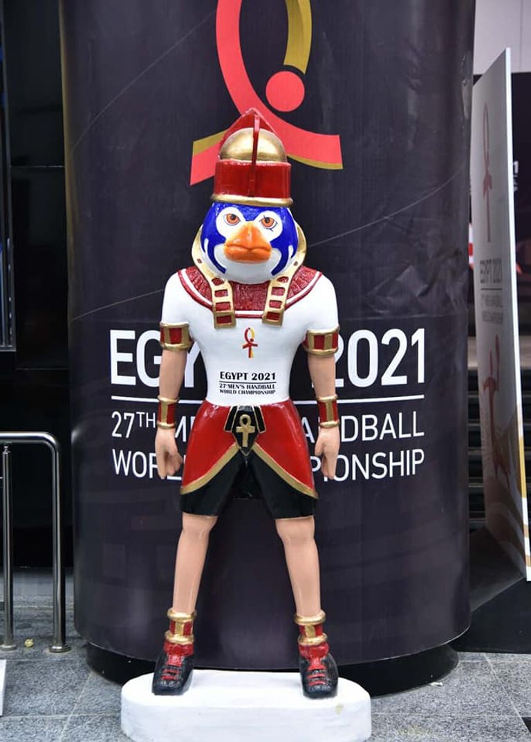 تميمة البطولة زيارة رئيس الوزراء ووزير الرياضة لبعثة منتخب مصر لليد