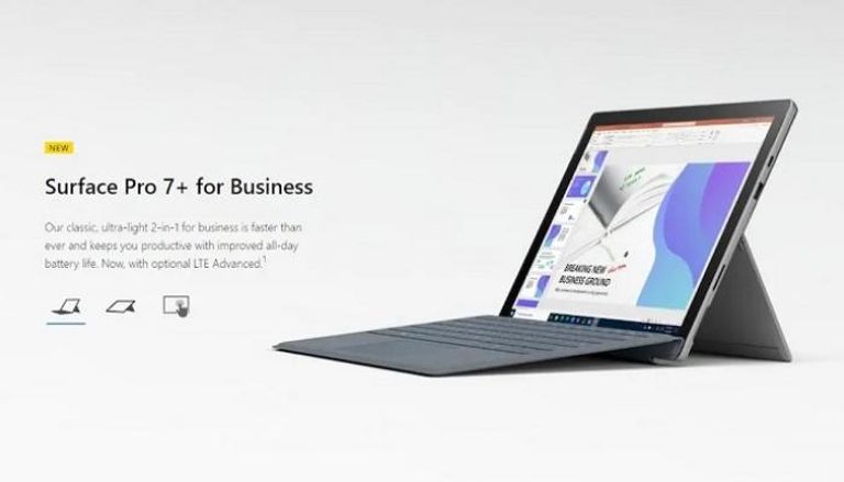 الحاسوب اللوحي Surface Pro 7+ من مايكروسوفت