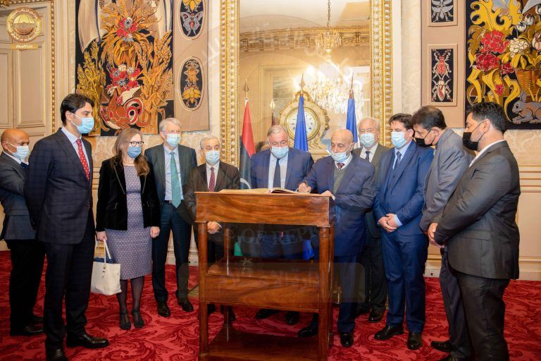 المستشار عقيلة صالح في مجلس الشيوخ الفرنسي - (النواب الليبي)