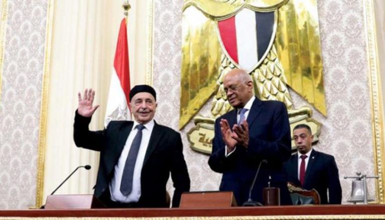 عقيلة صالح في زيارة سابقة لمجلس النواب المصري