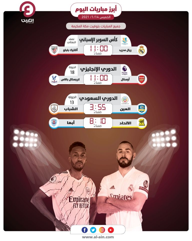 مباريات اليوم الخميس 14 يناير 2021
