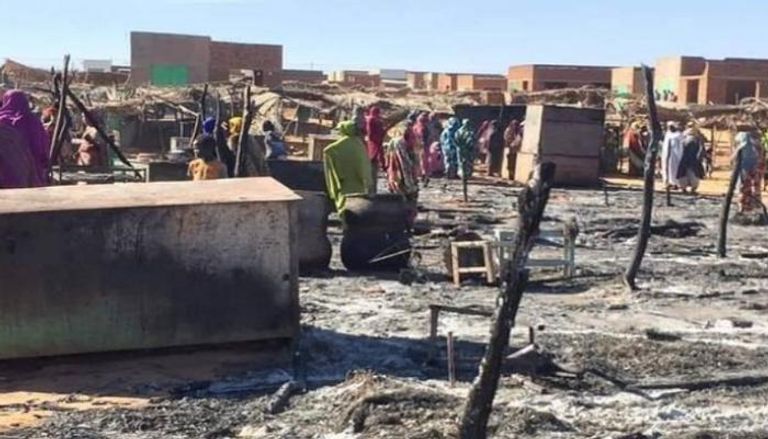 آثار أعمال عنف في مدينة الجنينة غربي دارفور