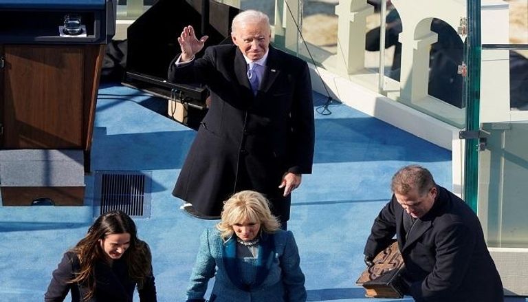 الرئيس الأمريكي جو بايدن عقب أداء اليمين - رويترز 