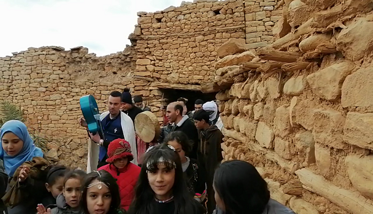 جانب من احتفالات أهل دشرة تاقوست الجزائرية برأس السنة الأمازيغية "يناير" 