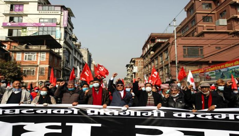 جانب من المظاهرات في نيبال