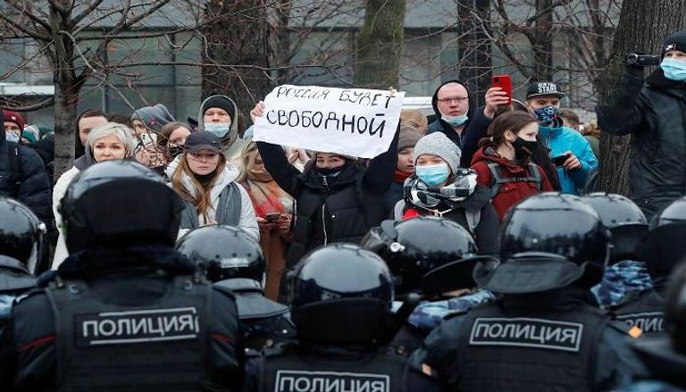جانب من المظاهرات المؤيدة للمعارض الروسي أليكسي نافالني