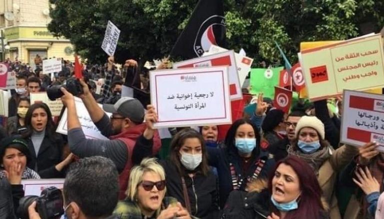 مظاهرة في تونس ضد حركة النهضة الإخوانية- أرشيفية