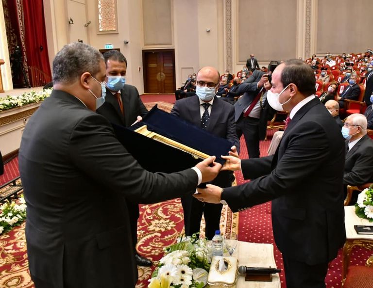 الرئيس المصري عبدالفتاح السيسي خلال احتفالية يوم القضاء بمصر