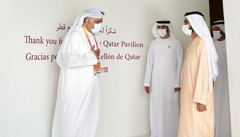 الشيخ محمد بن راشد آل مكتوم يزور جناح قطر في معرض إكسبو