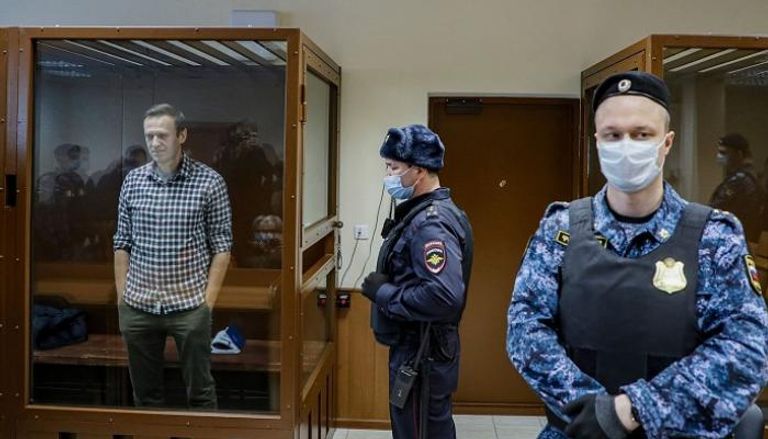 أليكسي نافالني خلال محاكمته في روسيا- أرشيفية