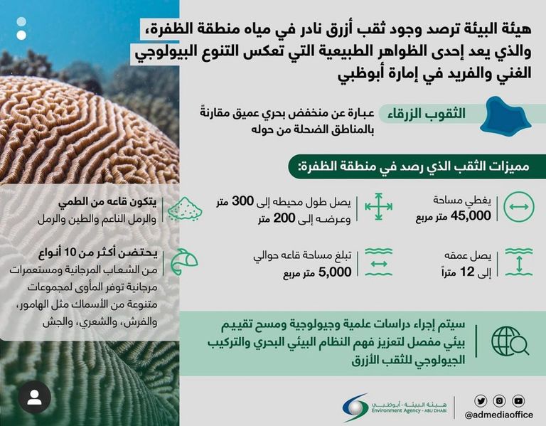 ثقب أزرق نادر في مياه منطقة الظفرة بأبوظبي