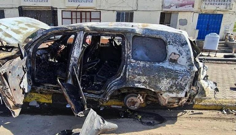 مركبة محافظ عدن بعد الهجوم الإرهابي