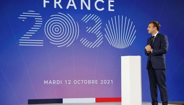 إيمانويل ماكرون في خطاب إعلان خطة فرنسا 2030- ا ف ب