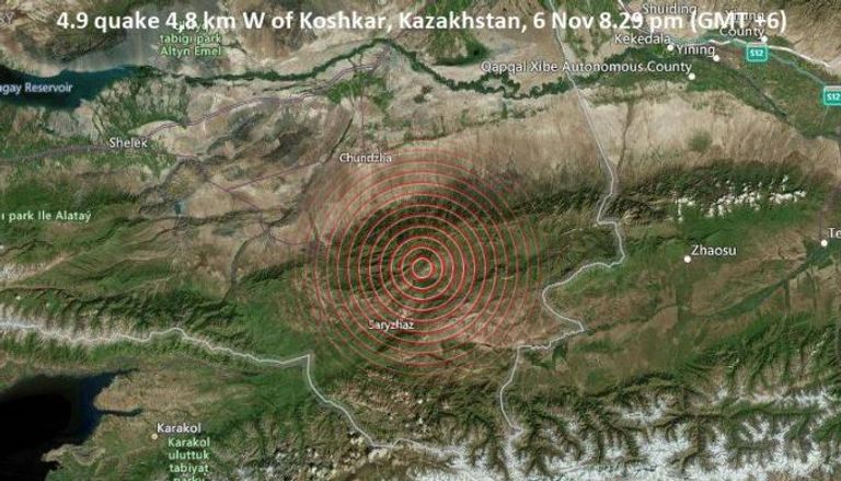  مركز الزلزال وقع على الحدود بين كازاخستان وقرغيزستان