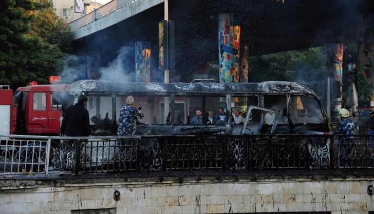 المشاهد الأولى لانفجار الحافلة بدمشق- رويترز