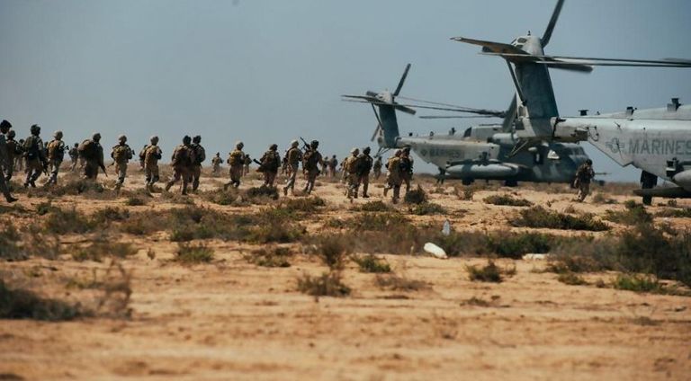 جانب من التدريب البحري المشترك بين السعودية وأمريكا