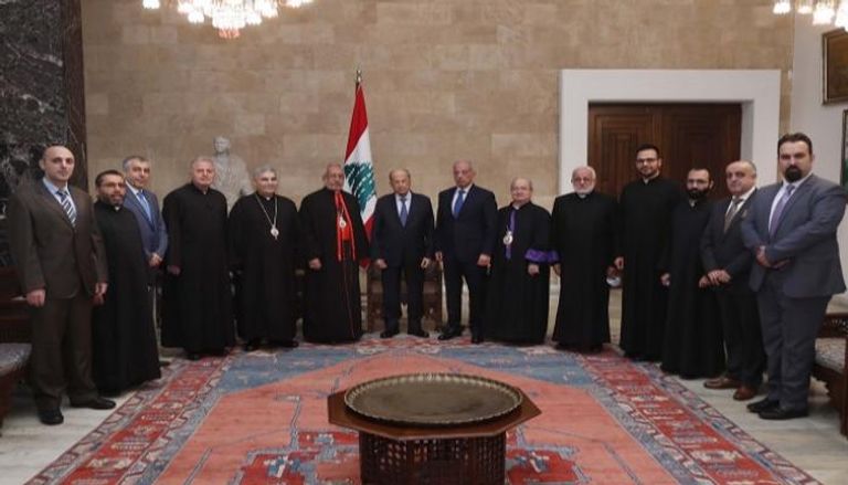 الرئيس اللبناني خلال استقباله بطريرك كيليكيا للأرمن الكاثوليك