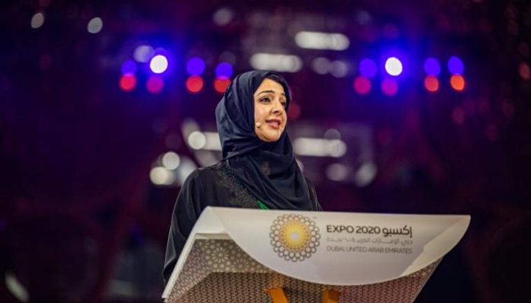 ريم بنت إبراهيم الهاشمي خلال حفل افتتاح جناح المرأة في إكسبو 2020 دبي