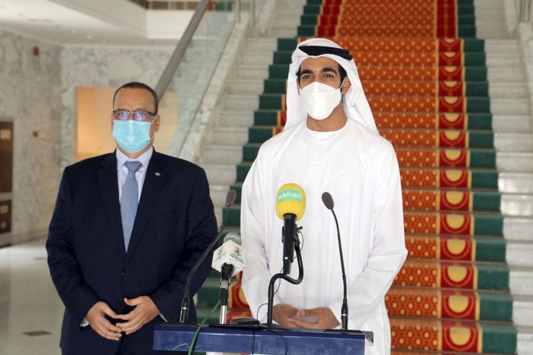 جانب من لقاء الرئيس الموريتاني والشيخ شخبوط بن نهيان آل نهيان