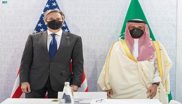 جانب من لقاء وزير الخارجية السعودي ونظيره الأمريكي