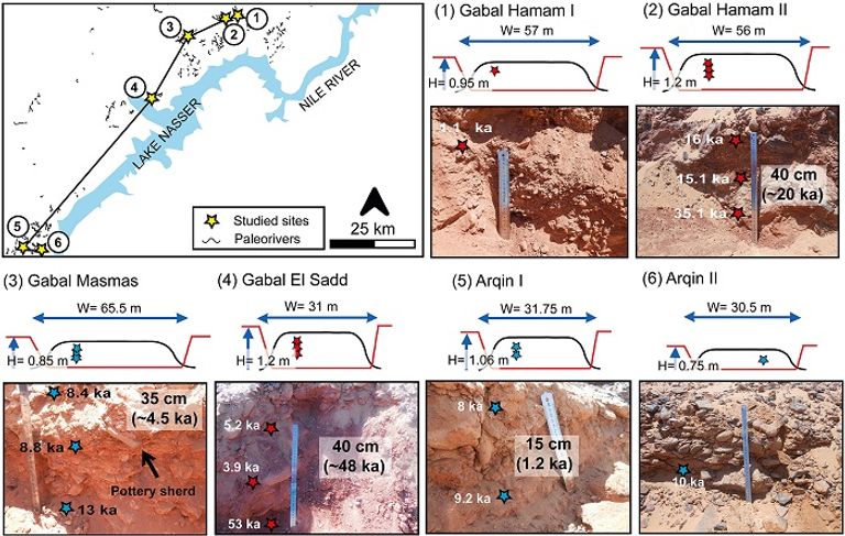 صورة من القمر الصناعي تُظهر أشكال الأنهار الأحفورية في جنوب مصر