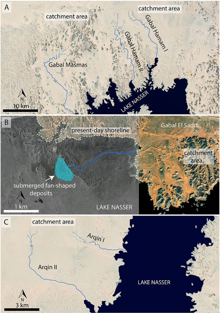 صورة من القمر الصناعي تُظهر أشكال الأنهار الأحفورية في جنوب مصر