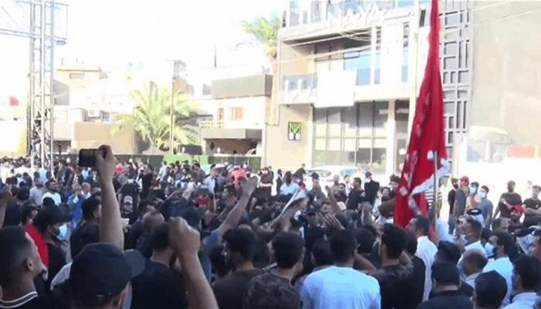 متظاهرو القوى الخاسرة قرب المنطقة الرئاسية ببغداد