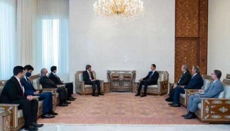 جانب من لقاء الرئيس السوري بشار الأسد والشيخ عبد الله بن زايد آل نهيان