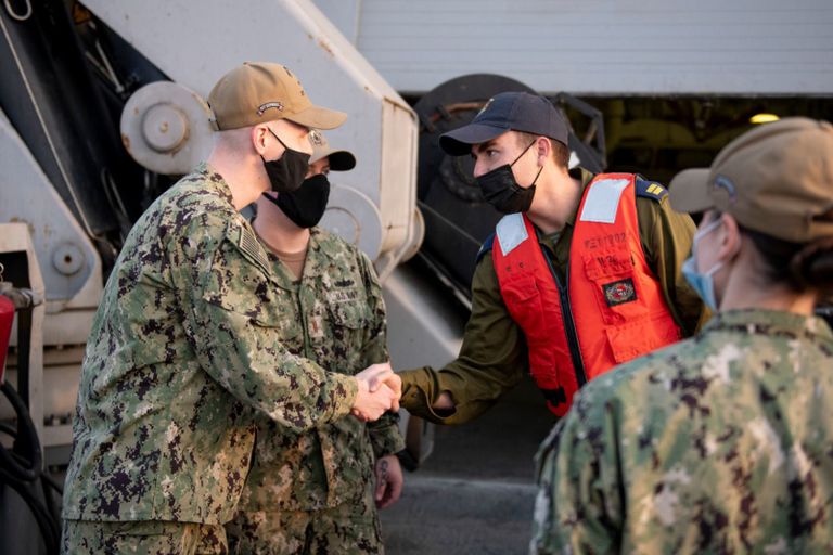 اختتام تمرين بالبحر الأحمر بمشاركة أمريكا والإمارات والبحرين وإسرائيل جانب من التمرين