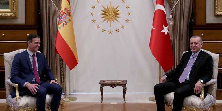 جانب من لقاء رجب طيب أردوغان وبيدرو سانشير