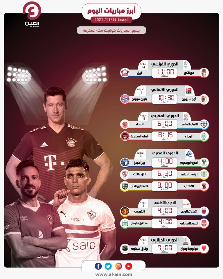 مواعيد مباريات اليوم الجمعة 19 نوفمبر والقنوات الناقلة موناكو وليل - صورة أرشيفية