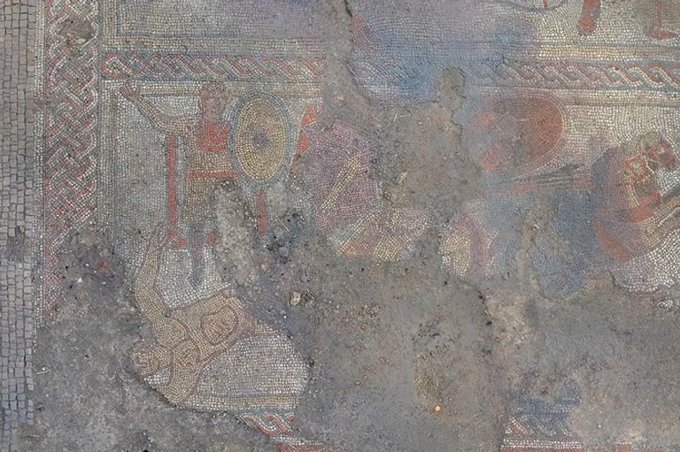 الفسيفساء  تصور معركة أخيل وهيكتور