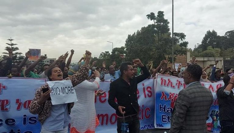 جانب من المسيرات المنددة بالتدخل الخارجي في أديس أبابا  
