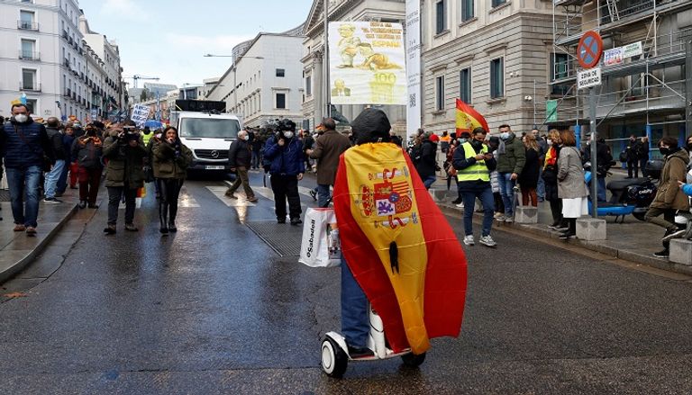 جانب من مظاهرات الشرطة الإسبانية- epa