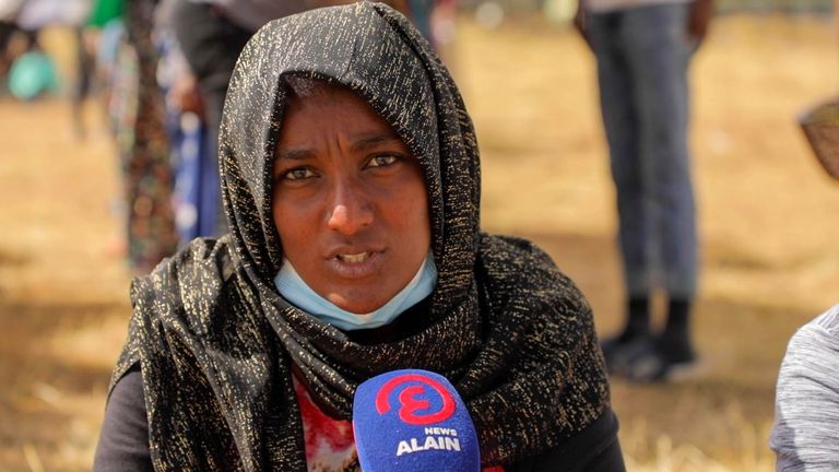 جانب من نازحي الحرب بمنطقة دبري برهان بإقليم أمهرة بشمالي إثيوبيا 