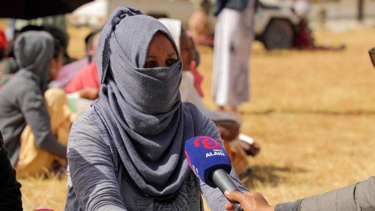 جانب من نازحي الحرب بمنطقة دبري برهان بإقليم أمهرة بشمالي إثيوبيا 