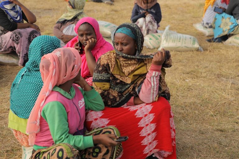 جانب من نازحي الحرب بمنطقة دبري برهان بإقليم أمهرة بشمالي إثيوبيا 